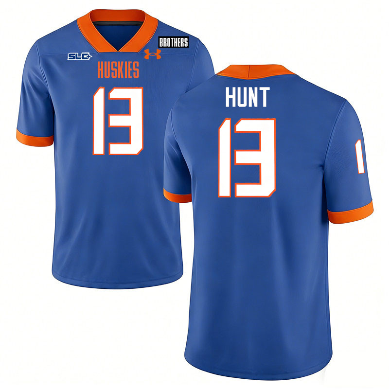 Houston Christian Huskies #13 Jalyx Hunt College Football Jerseys,Uniforms-Blue